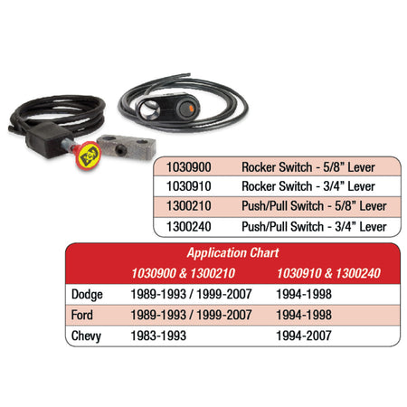 Exhaust Brake Push/Pull Switch Kit 5/8 Shift Lever