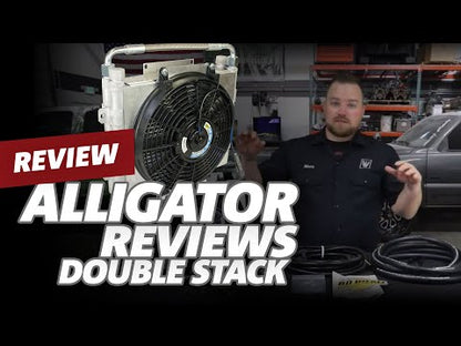 Xtrude Double Stacked Transmission Cooler with Fan - Complete Kit 5/8in Lines