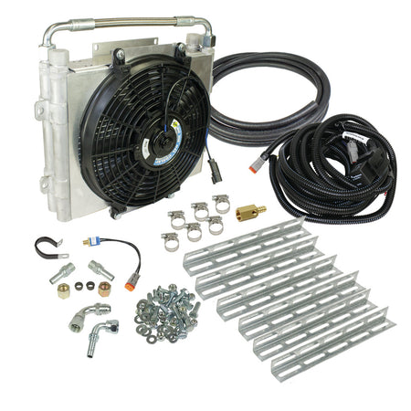 Xtrude Double Stacked Transmission Cooler with Fan - Complete Kit 1/2in Lines